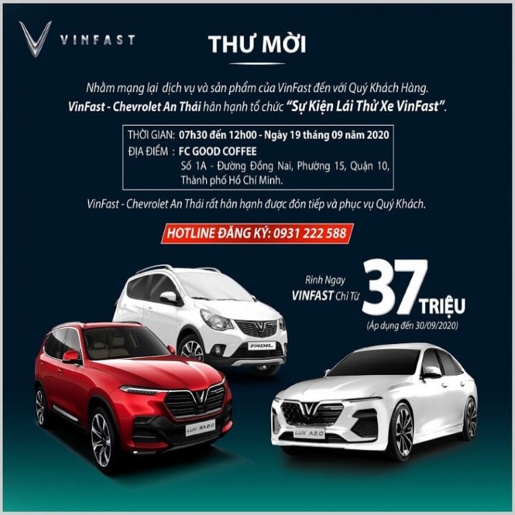 Invitation letter “Vinfast test drive event”